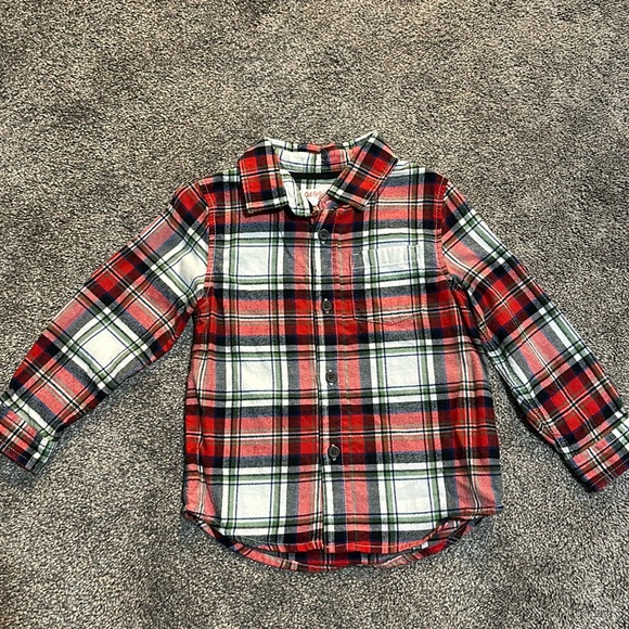 Cat & Jack Flannel Red Plaid Long Sleeve Shirt. Size 3T Boys - Picture 2 of 6